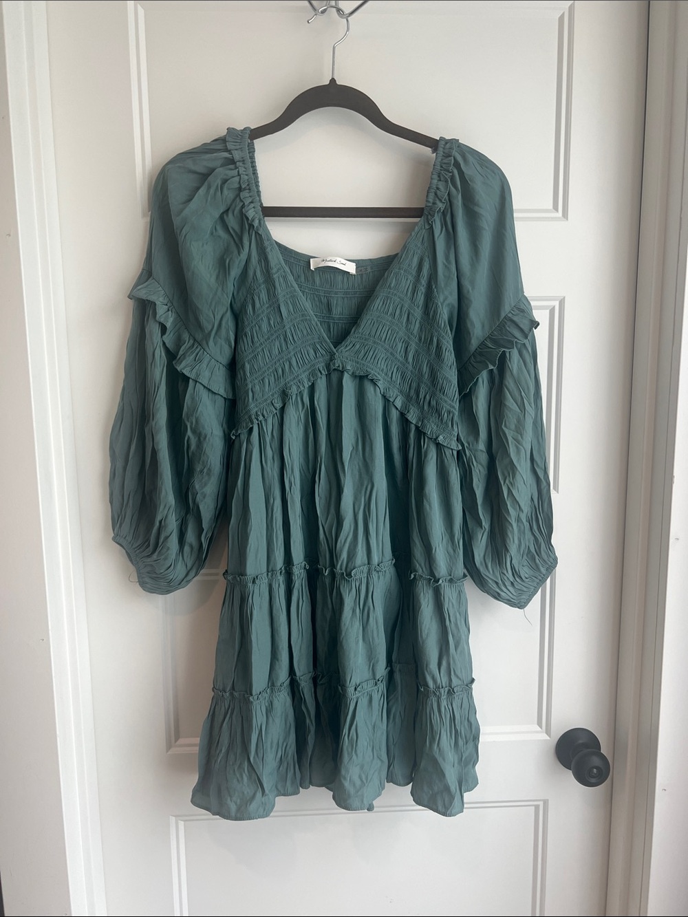 Mustard Seed Teal Green Tiered Ruffle Dress